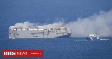 Países Bajos: el incendio sin control de un carguero con 3.000 automóviles que obligó a saltar a la tripulación y causó un muerto  - BBC News Mundo