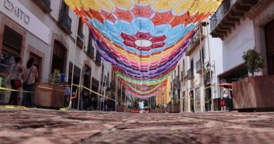 Instalan adornos patrios en el Centro Histórico