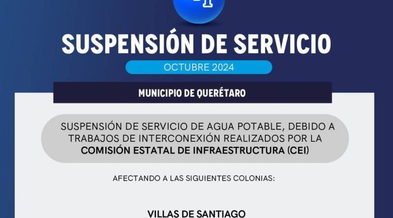 CEA suspenderá servicio de agua este miércoles