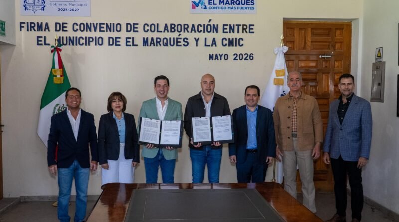 Rodrigo Monsalvo consolida convenio con la CMIC en favor del desarrollo de las familias marquesinas