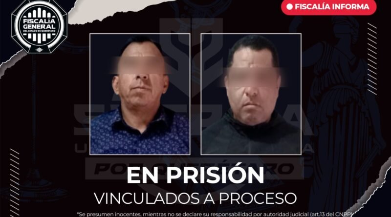 Dos hombres en prisión por robo de vehículo con violencia en San Juan del Río