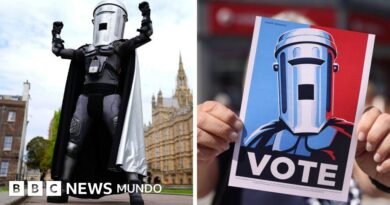 “Count Binface”, el candidato disfrazado de guerrero intergaláctico que logra cada vez más votos en las elecciones de Reino Unido - BBC News Mundo