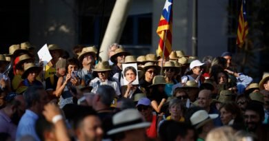 Seguidores independentistas se movilizan el 8 de agosto de 2024, durante el regreso fugaz de Carles Puigdemont a Barcelona.