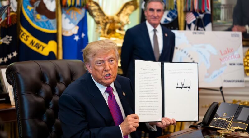 Trump firma una orden para llamar al lago Ontario “lago América”