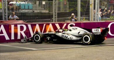 Checo Pérez impacta la barrera y no supera la primera ronda de calificación; saldrá vigésimo en la carrera sprint del GP de Singapur - RR Noticias