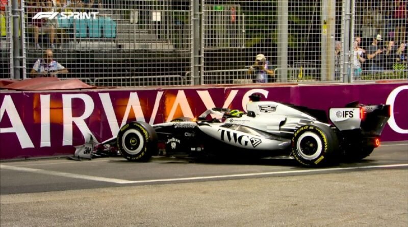 Checo Pérez impacta la barrera y no supera la primera ronda de calificación; saldrá vigésimo en la carrera sprint del GP de Singapur - RR Noticias