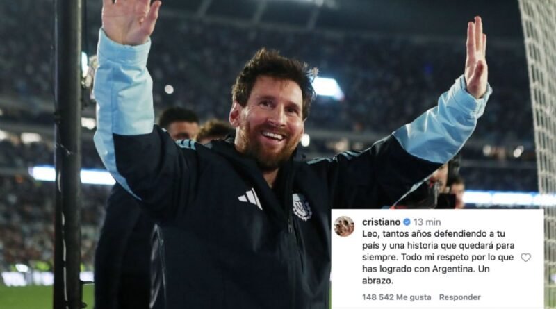 Cristiano Ronaldo felicita a Messi tras su adiós de la selección de Argentina: